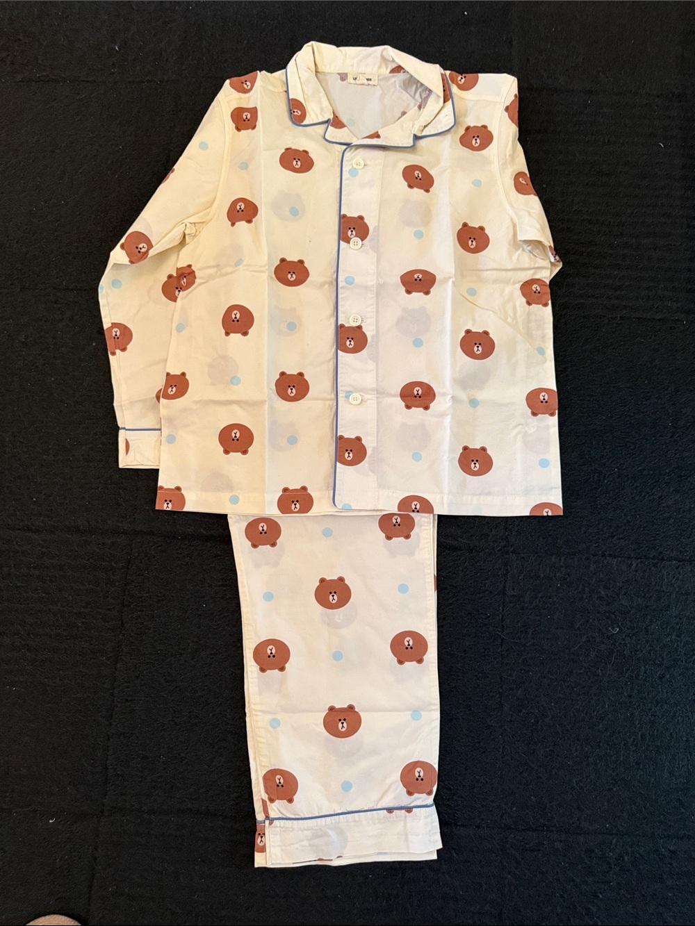 Cream Bear Print Women's Pajama Set